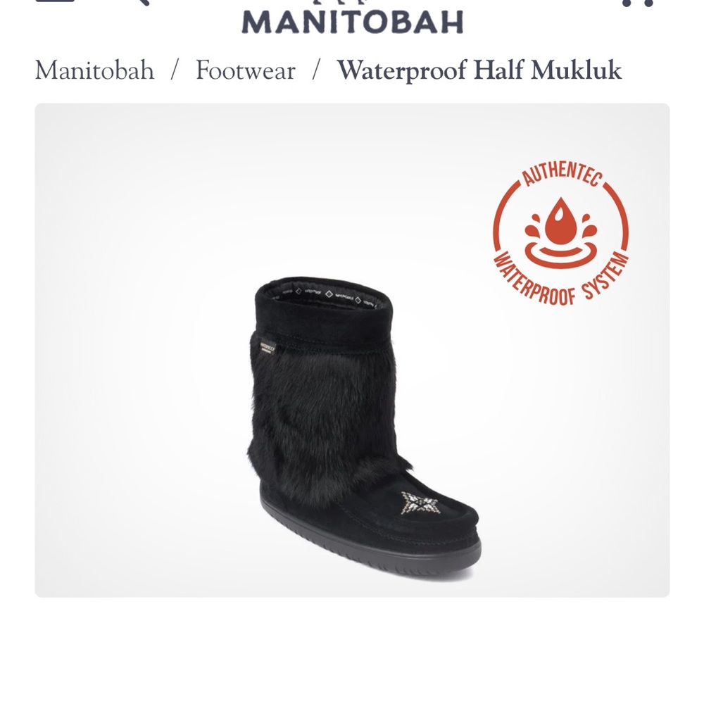 Manitobah Mukluk Waterproof Short Owl boots women’s 8 black Brand New in box
